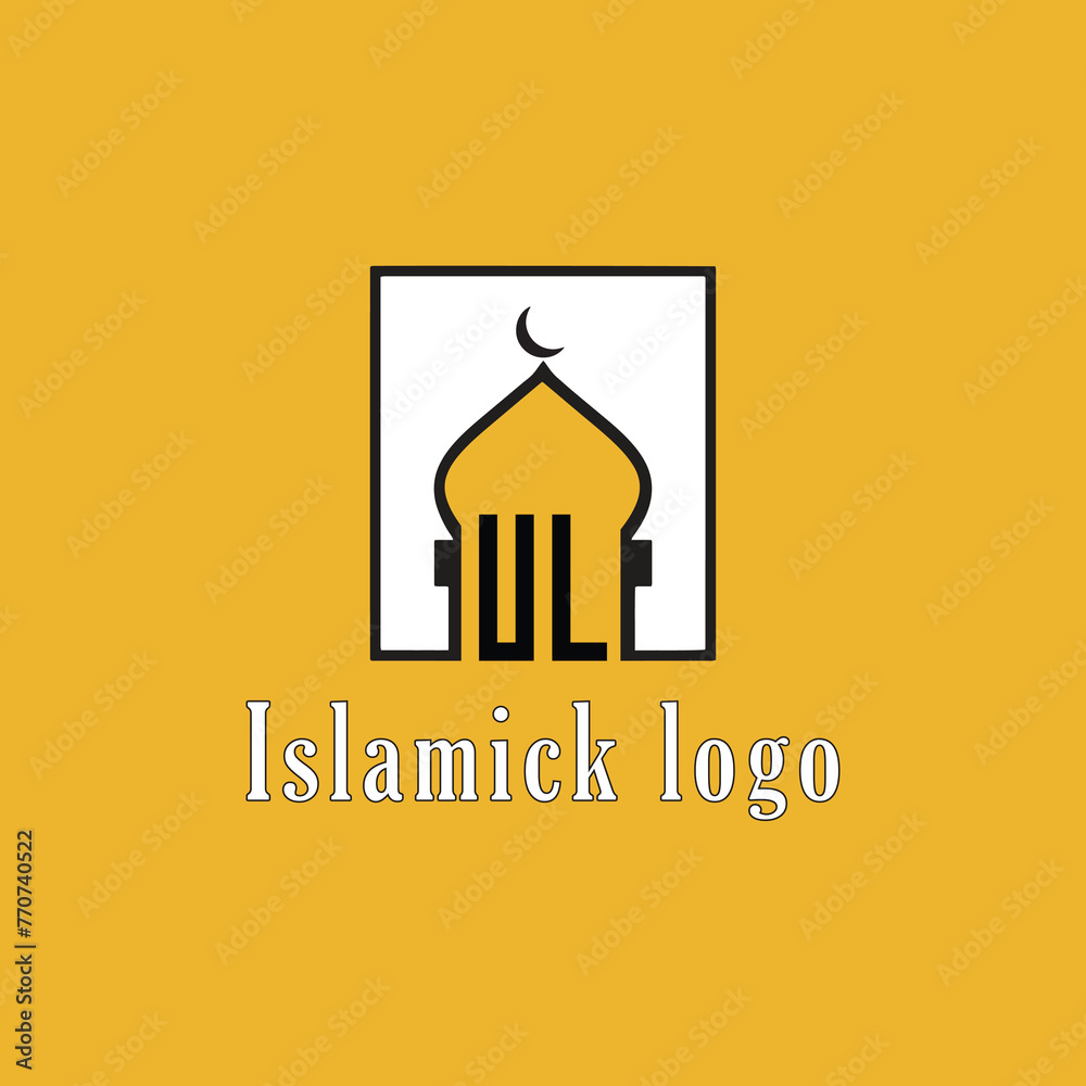 Obraz premium UL initial monogram for islamic logo with mosque icon design