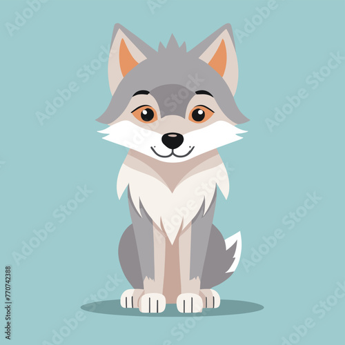 Cute wolf cartoon illustration vector design © umut hasanoglu