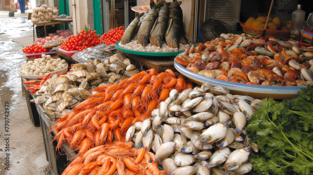Seafood Market Hues and Flavors