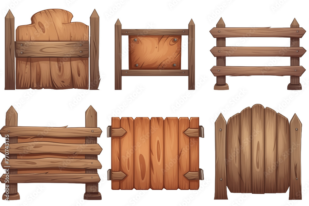 Naklejka premium Assorted Wooden Fence Designs and Components