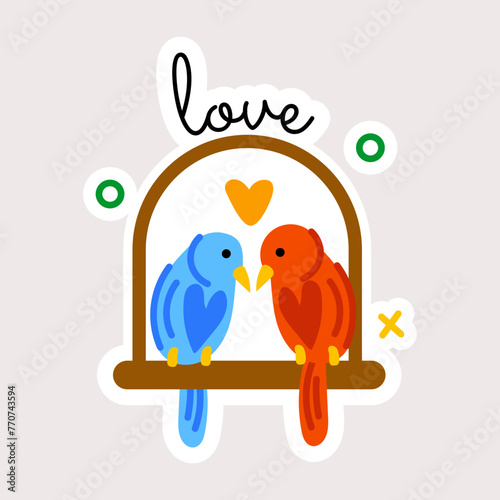Grab this flat sticker of bird romance 