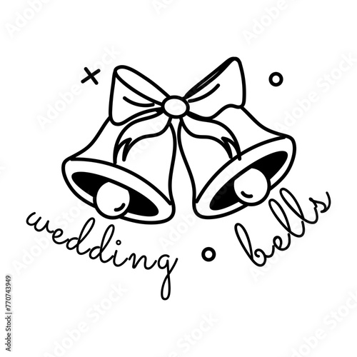 An appealing glyph sticker of wedding bells  