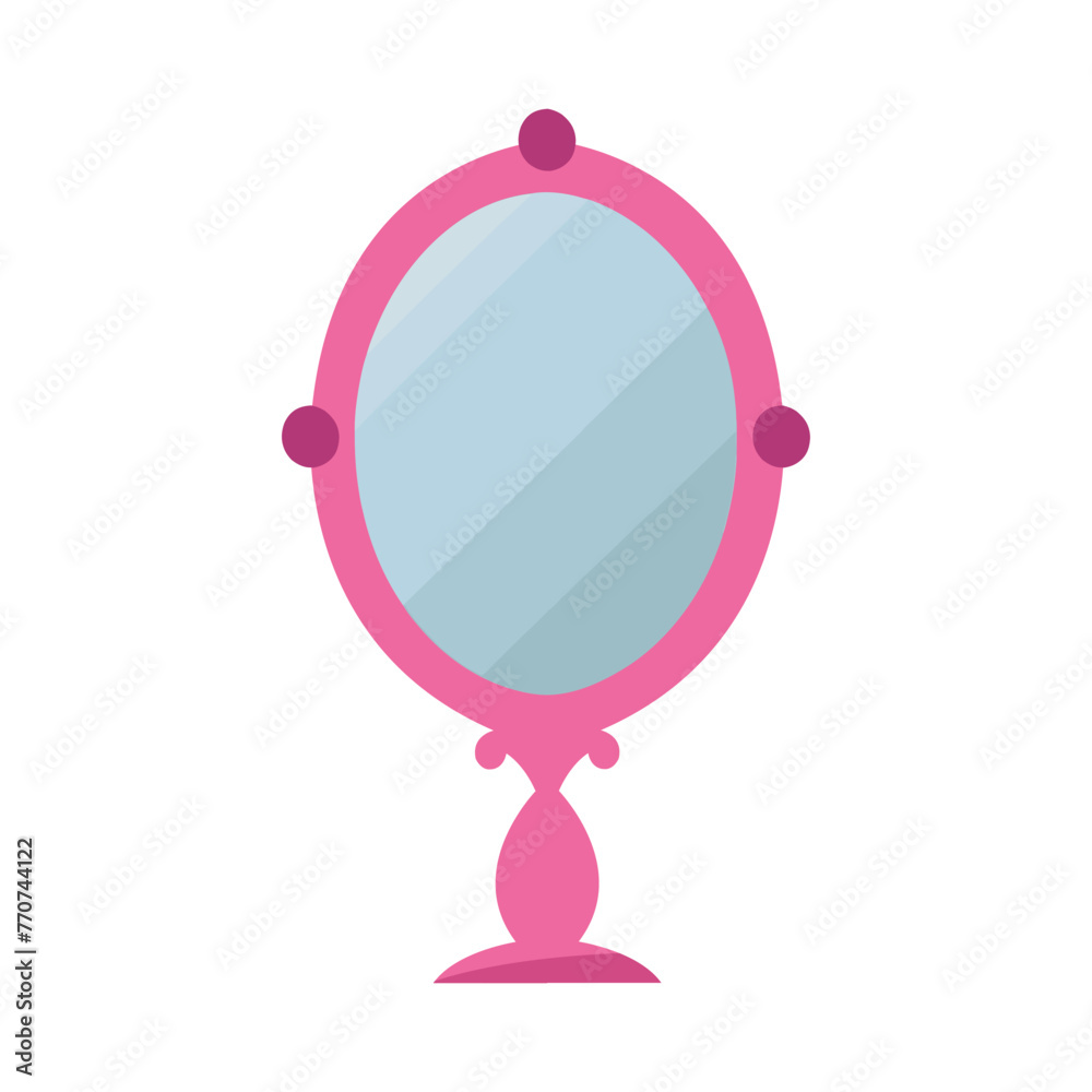 A mirror. Lady's beauty things for girls, illustration a white background. Pinkcore.