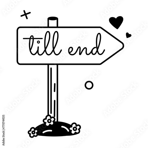 A glyph sticker showing till end direction board 