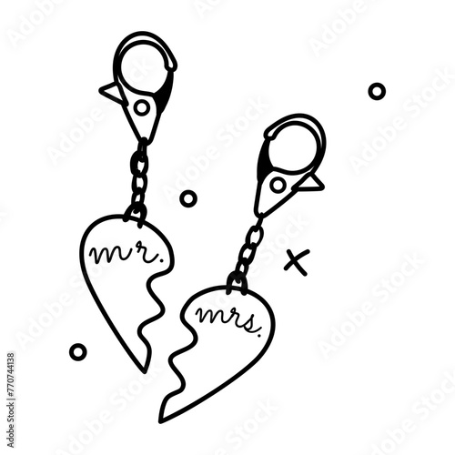 An editable glyph sticker of couple keyrings 