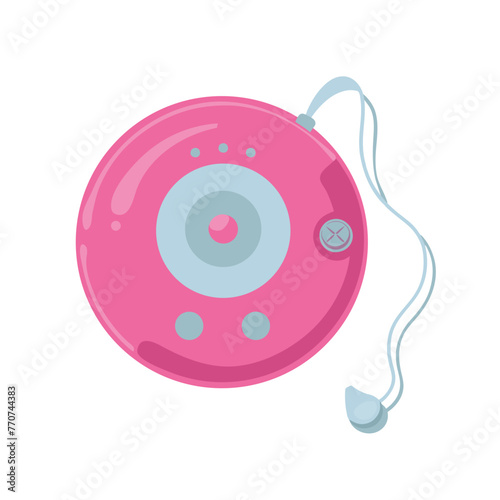 A cd player, lady's beauty things for girls, illustration a white background. Pinkcore. oldschool player