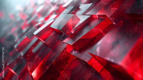 Dynamic Red 3D Geometric Shapes Wallpaper - Vibrant Abstract Crystals and Illuminated Polygons