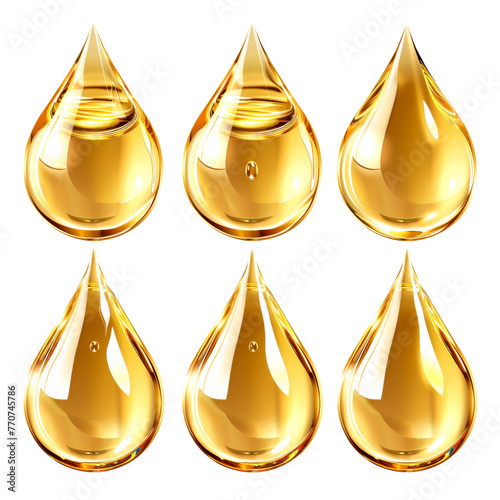 Golden oil drops png on transparent background
