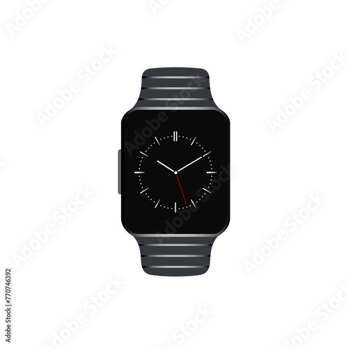 Stainless silver smart watch isolated on white. Vector detailed smart watch 