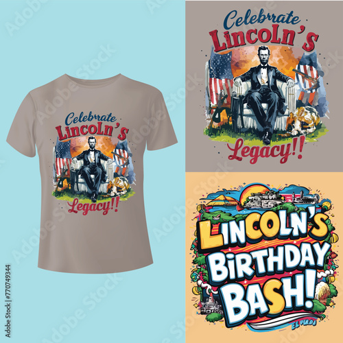 Lincoln_s Birthday Bash! t-shirt Design Template