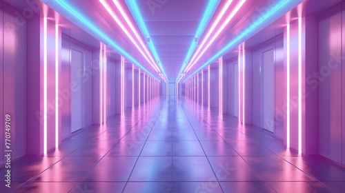 abstract lit corridor