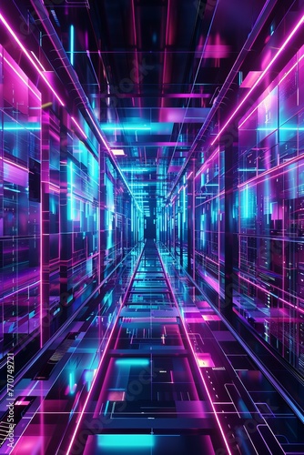 abstract lit corridor