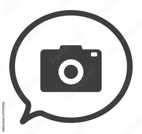 シンプルな黒色のカメラマークと吹き出し