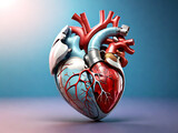Default Human heart anatomy on DNA scientific background 3d illustration 