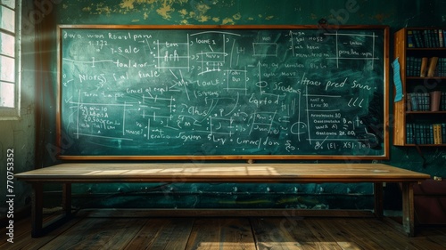 A chalkboard with a complex equation, the beauty of mathematics,