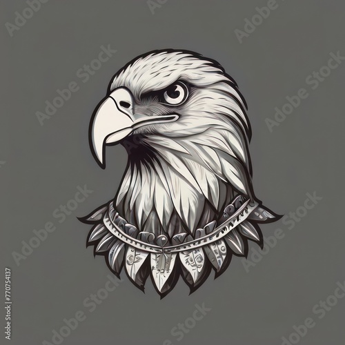 Print ready vector t-shirt design, illustration a cute eagle, sticker, clean white background photo