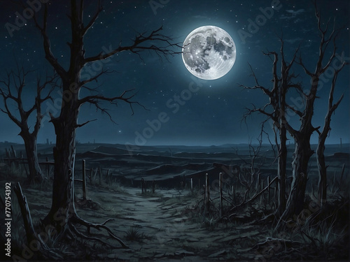 Mystical Moonlit Nights Enchanting Moon Illustrations in Haunting Landscapes. Moonlit Forests, Spooky Nights, and Tranquil Moonlit Scenes for Halloween and Beyond.