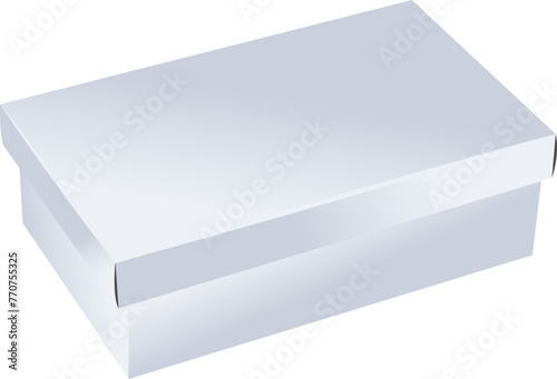 White grey box for luxury gift 3D isolated view illustration