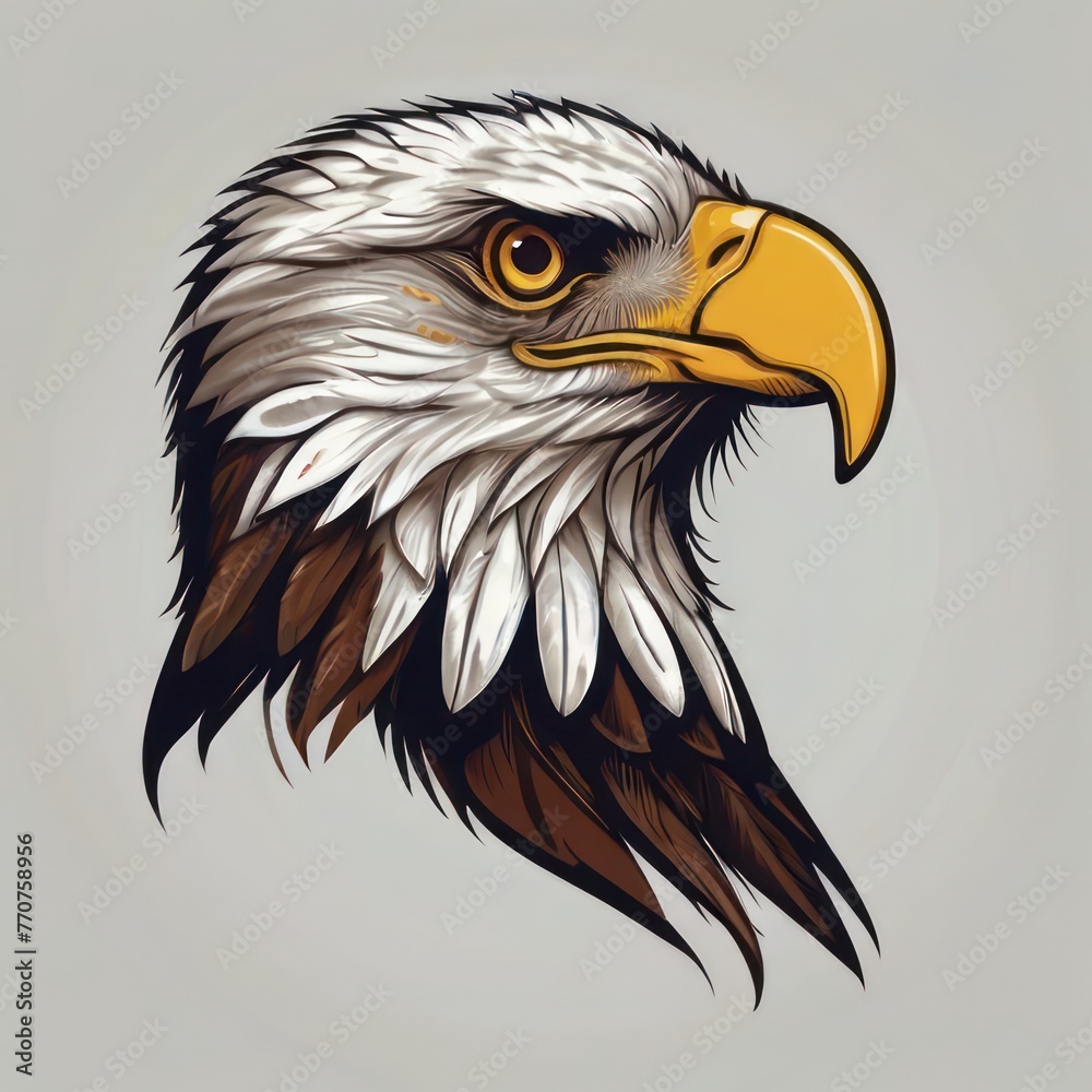 Print ready vector t-shirt design, illustration a cute eagle, sticker, clean white background Print ready vector t-shirt design, illustration a cute eagle, sticker, clean white background