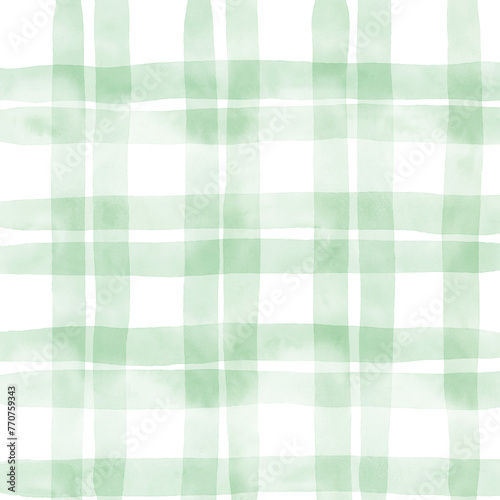 Green Plaid Gingham Check Hand Drawn Background Overlay