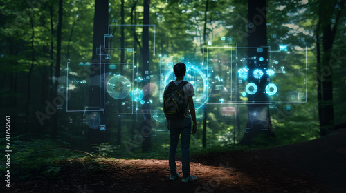 Holographic Carbon Footprint Display in Forest: Person's Perspective
