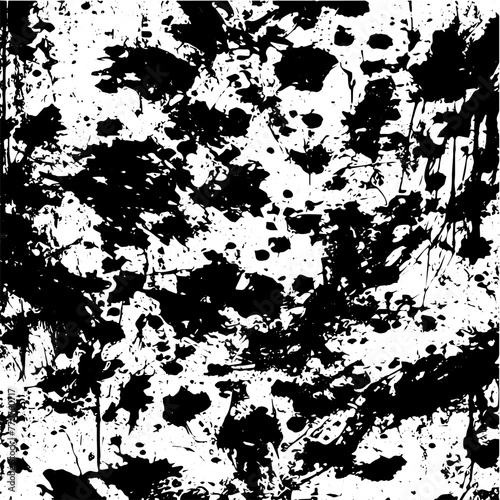 Grunge background of black and white. Abstract illustration texture of cracks  chips  dot. Dirty monochrome pattern of the old worn surface