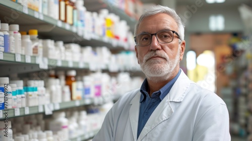 Portrait of smiling senior male pharmacist in a drug store © rabbit75_fot