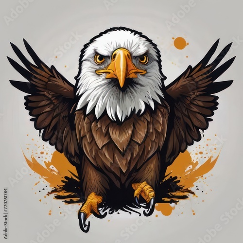 Print ready vector t-shirt design, illustration a cute eagle, sticker, clean white background © SUMON