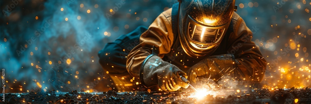 Skilled welder working on pipe welding project, demonstrating expertise. Skilled welder working on pipe welding project, demonstrating expertise.
