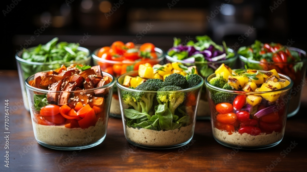 Close Up of Various Types of Salads - obrazy, fototapety, plakaty 