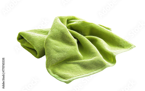 Green Kitchen Towel for Sustainable Cleaning Isolated On White Background. Generative Ai