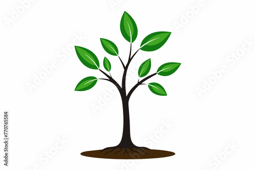 Small tree sprout silhouette black vector illustration © Mohammad