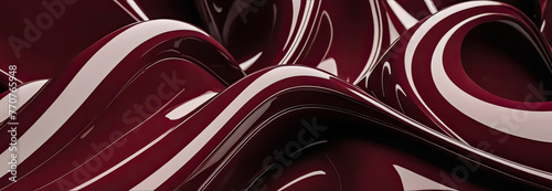 shiny, abstract, shapes, aesthetic, line, curve, maroon, 3d, hyper-detail, hyper-realistic, ai generative