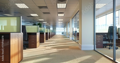 Cubicles and Meeting Area in Downtown Office Building