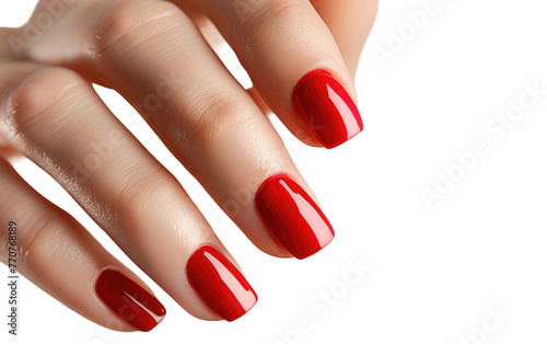 A Close-Up of Stunning Red Nails in Luxurious Detail Isolated On White Background. Generative Ai
