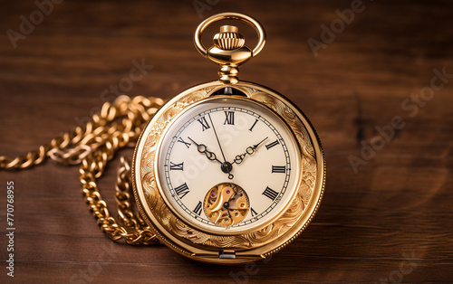 Engraved Gold Pocket Timepiece Charm.