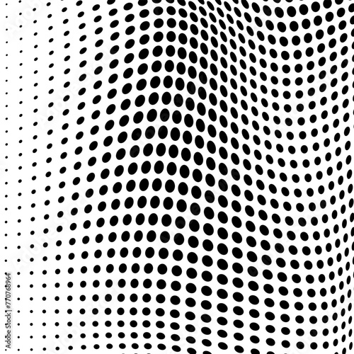 Vector black and white halftone texture made of waves