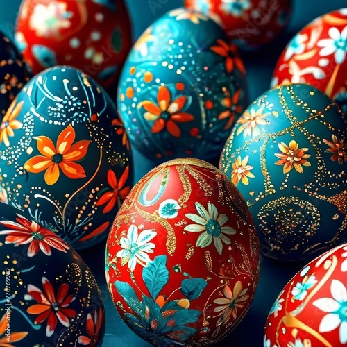 a Beautiful colorful easter eggs, birght and colorful Easter Egg photo