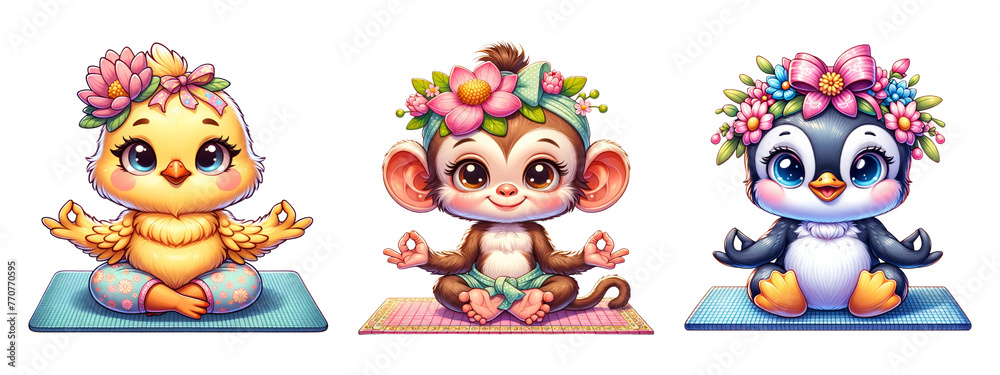 Cute Yoga Animals Sublimation Cute Yoga Animals Sublimation