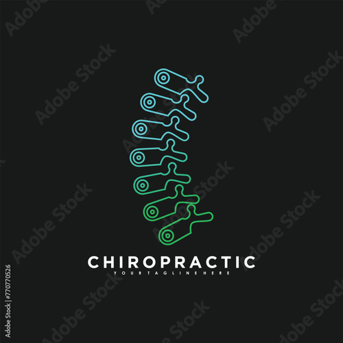 Chiropractic and spine logo design vector with green colour gradient premium concept
