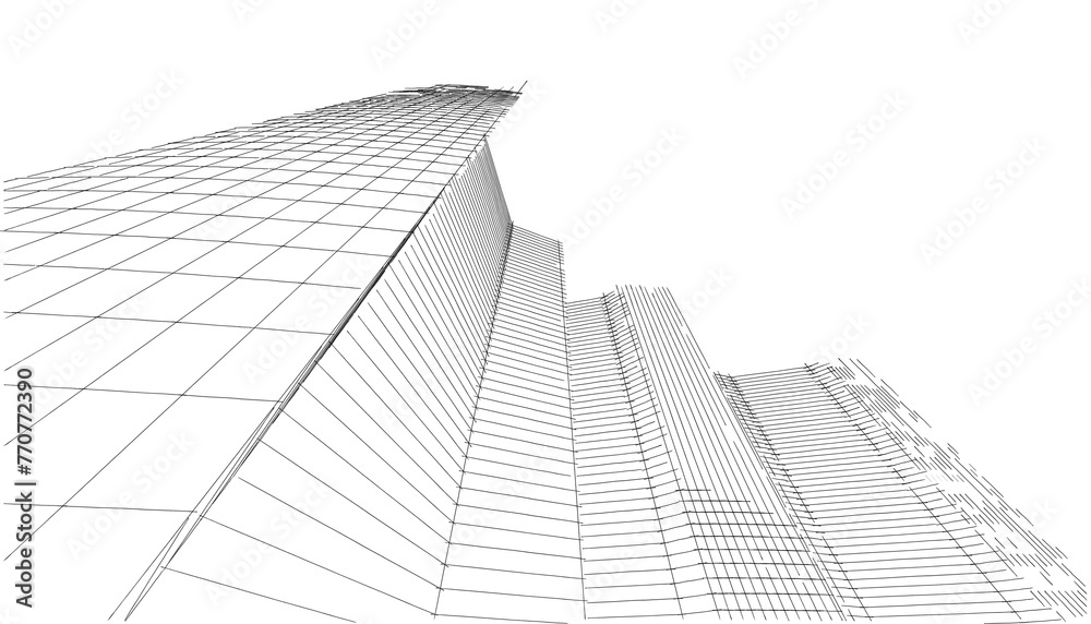 Abstract buildings 3d rendering. Architectural background 