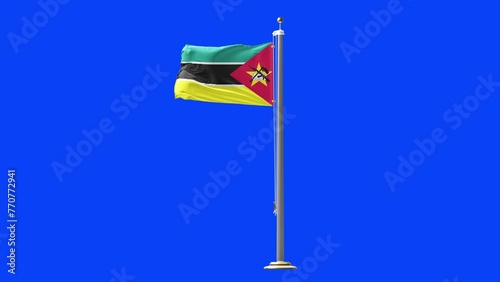 3d animation of Mozambique flag rising photo