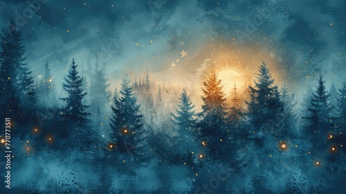 Mystical forest wallpaper. Night forest wallpaper. magical forest with fog and the moon wallpaper. magical forest wallpaper. Beautiful night sky wallpaper.