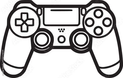 Outline game controller icon. Linear joystick sign, wireless gamepad for game console with editable stroke