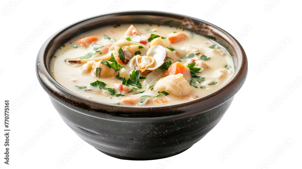 New england clam chowder isolated on white background transparent 