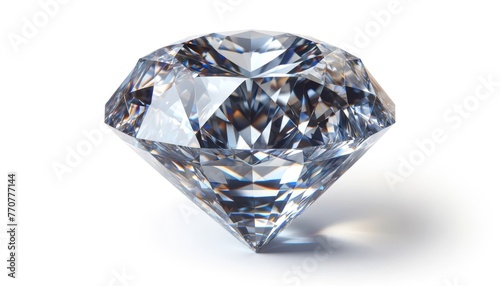 Isolated Diamond Stone. Brilliant Gem Stone Crystal. Luxury Jewel Treasure Gemstone. 
