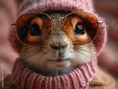 Adorable and cute squirrel portrait wearing retro and vintage clothes, retro accessories, nostalgia, vintage, 1800s, 1900s, 1920s, 1950s, 1960s, 1980, 1990, 2000s