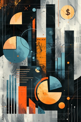 Abstract Financial Collage with Charts and Currency