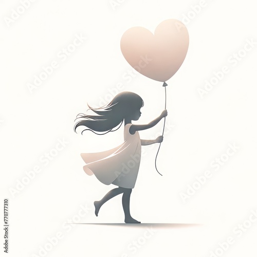 girl with a heart balloon, Generative AI