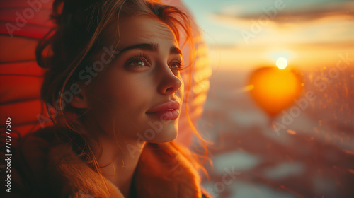 Woman looking at sun, caucasian ethnicity, female, outdoors, lifestyle © antkevyv